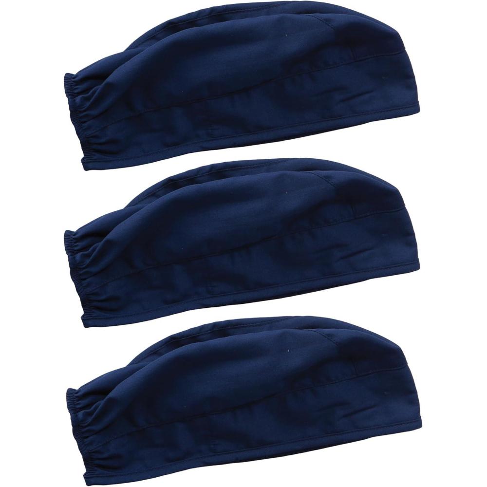 imageCherokee Men and Women Scrub Cap with Adjustable Elastic TieBack Lightweight Breathable NoSlip Unisex Surgical Cap 2506Navy 3 Pack