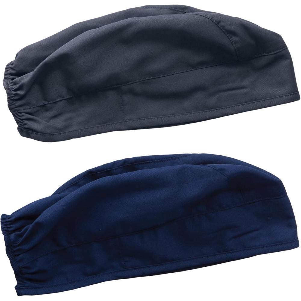 imageCherokee Men and Women Scrub Cap with Adjustable Elastic TieBack Lightweight Breathable NoSlip Unisex Surgical Cap 2506Pewter Navy 2 Pack