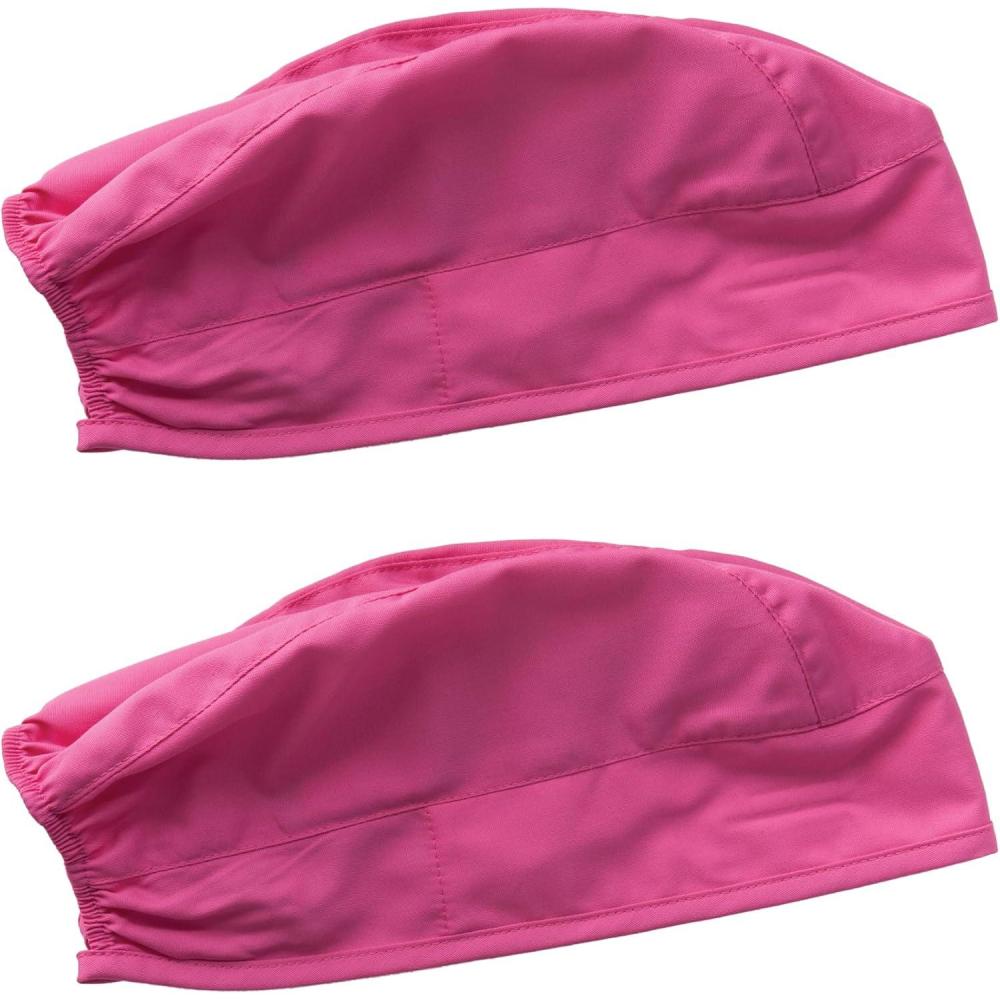 imageCherokee Men and Women Scrub Cap with Adjustable Elastic TieBack Lightweight Breathable NoSlip Unisex Surgical Cap 2506Shocking Pink 2 Pack