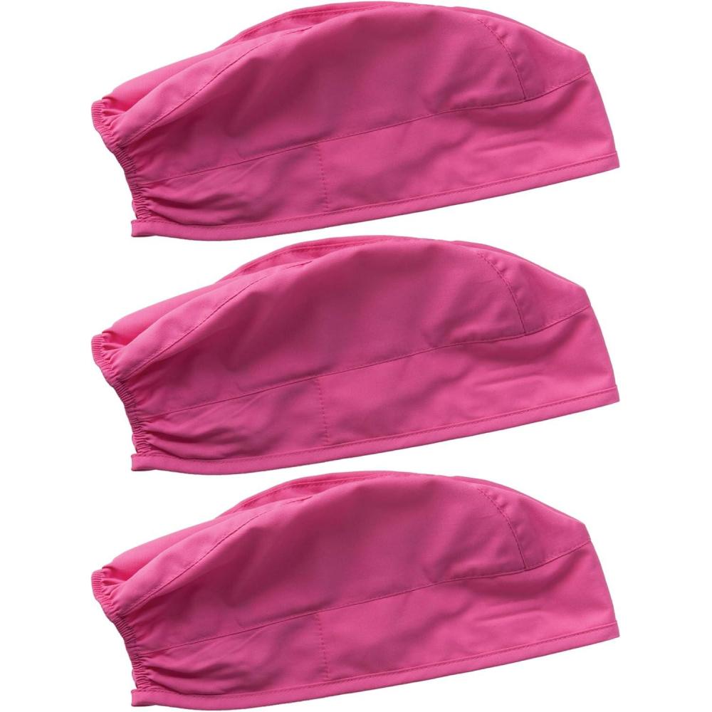 imageCherokee Men and Women Scrub Cap with Adjustable Elastic TieBack Lightweight Breathable NoSlip Unisex Surgical Cap 2506Shocking Pink 3 Pack