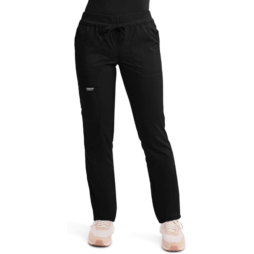 imageCherokee Scrubs for Women Mid Rise Tapered Leg Drawstring Pant with 5 Pockets Cargo Bottom with 2 Way Stretch Fabric WW105