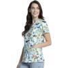 Cherokee Prints Women Scrubs Top V-Neck Print CK616(Earth Day)
