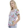 Cherokee Prints Women Scrubs Top V-Neck Print CK616(Friendly Flowers)