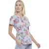 Cherokee Prints Women Scrubs Top V-Neck Print CK616(Friendly Flowers)