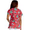 Cherokee Prints Women Scrubs Top V-Neck Print CK616(Meowy Christmouse)