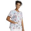 Cherokee Prints Women Scrubs Top V-Neck Print CK616(Paws for a Cause)