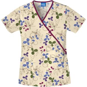 Cherokee Prints Women Scrubs Top Mock Wrap 4826(Clover Park)