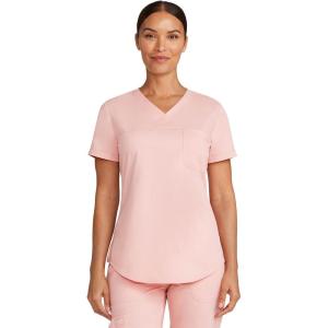 Cherokee Scrubs for Women Tuckable V-Neck O.R. Scrub Top with Chest Pocket,Soft Stretch,Easy Care Medical Uniform – WW657(Pink Essence)