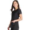 Cherokee Women’s Scrub Top Snap Front Henley with 2 Pockets and Center Back Length of 26″ – CK749A(Black)