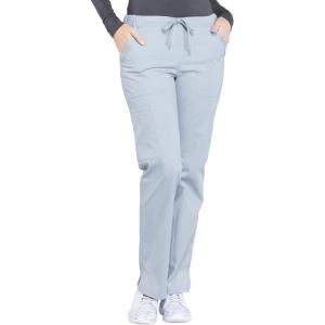 Cherokee Scrub Pant for Women Mid Rise Straight Leg Drawstring Bottom with 5 Pockets, Soft Stretchy & Durable Fabric – WW160(Grey)