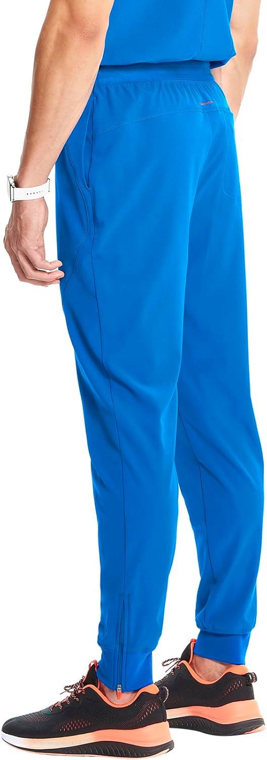 imageCherokee Infinity Mens Mid Rise Jogger Scrub Pants Drawstring Waist 4 Pockets Zip Cargo Pocket RibKnit Cuffs IN204ARoyal