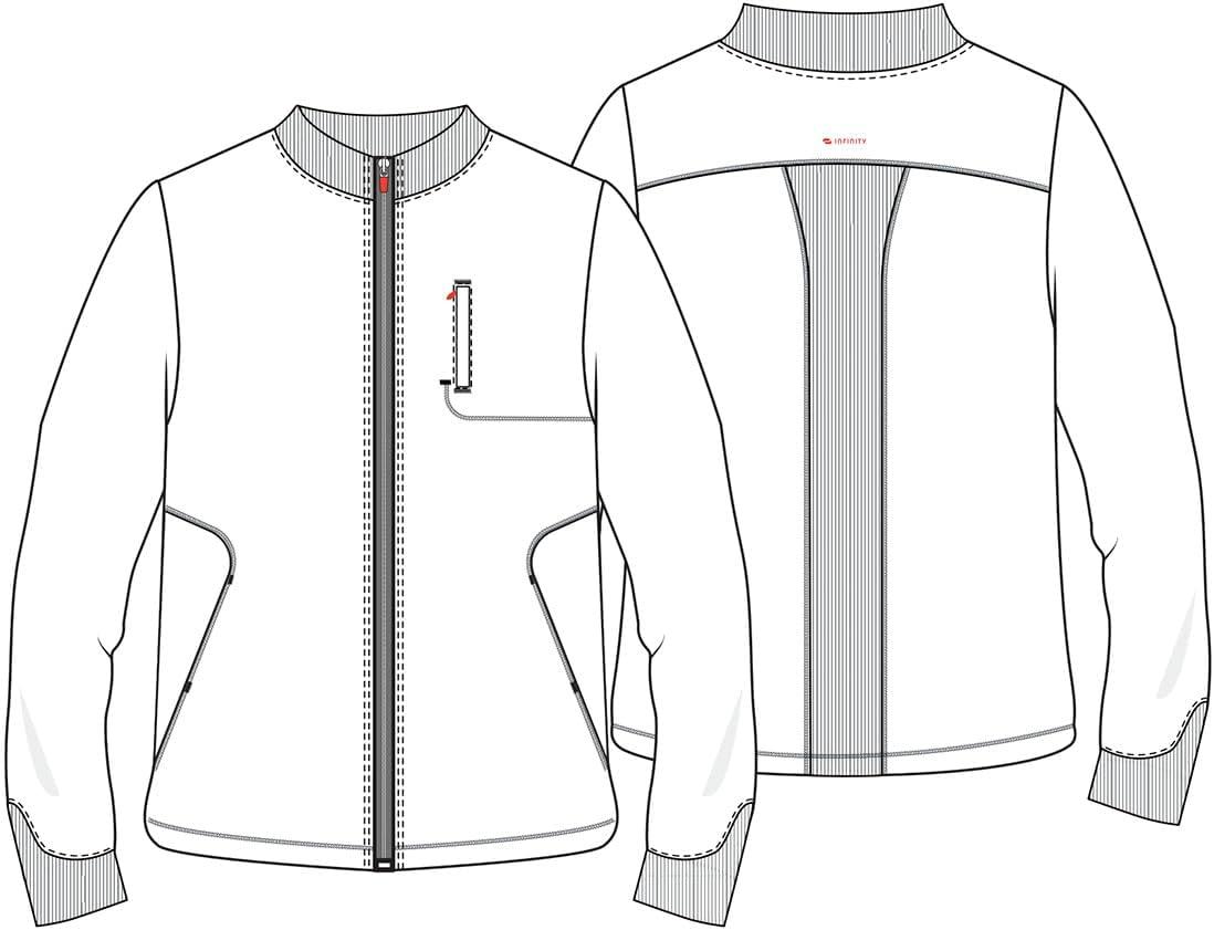 imageCherokee Infinity Mens Zip Front Scrub Jacket RibKnit Collar 3 Pockets Zipper Chest Pocket IN350ARoyal
