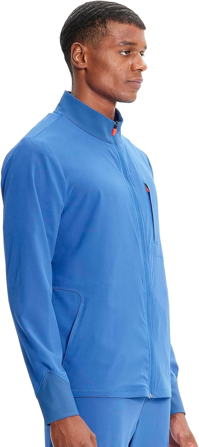 imageCherokee Infinity Mens Zip Front Scrub Jacket RibKnit Collar 3 Pockets Zipper Chest Pocket IN350ARoyal