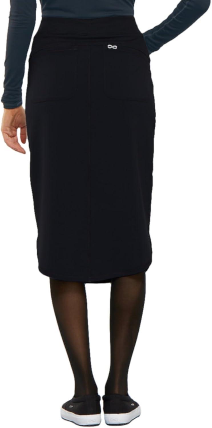 imageCherokee Infinity Womens Drawstring Cargo Scrub Skirt Knee Length 5 Pockets RibKnit Stretch Moisture Wicking CK505ABlack