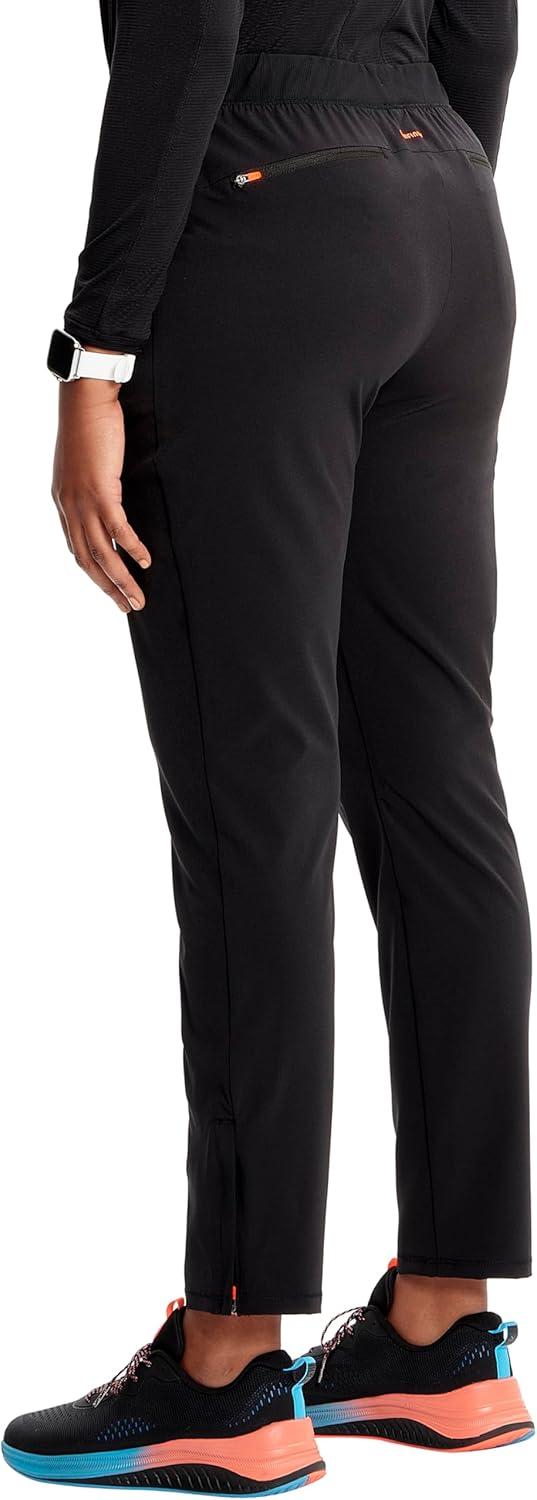 imageCherokee Infinity Womens PullOn Cargo Scrub Pants Mid Rise 5 Zip Pockets Drawstring Waist with Tapered Leg IN120ABlack