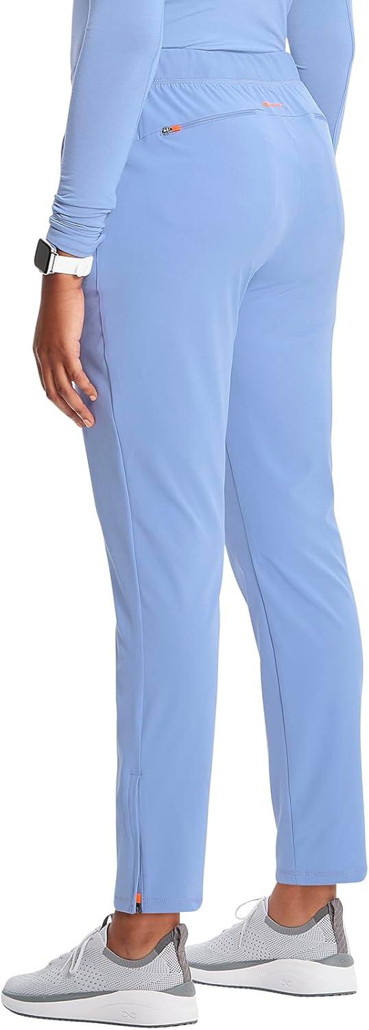 imageCherokee Infinity Womens PullOn Cargo Scrub Pants Mid Rise 5 Zip Pockets Drawstring Waist with Tapered Leg IN120ACiel