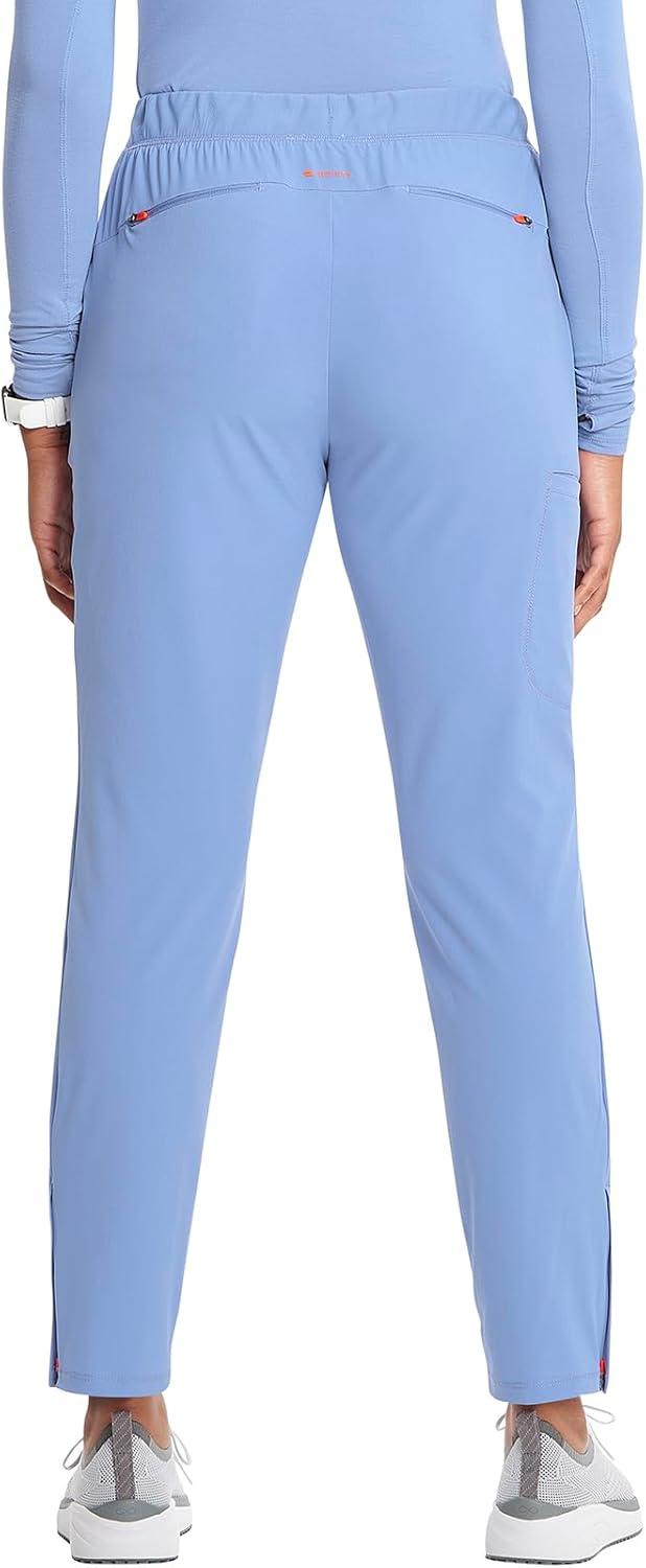 imageCherokee Infinity Womens PullOn Cargo Scrub Pants Mid Rise 5 Zip Pockets Drawstring Waist with Tapered Leg IN120ACiel