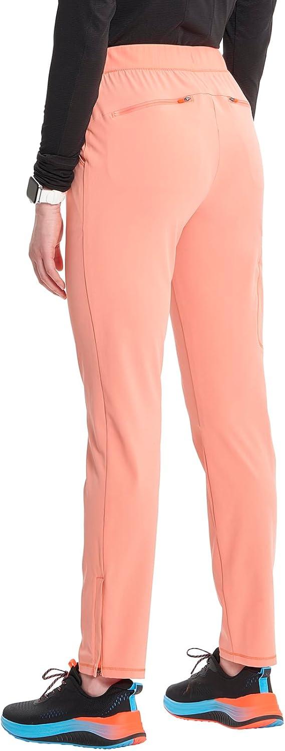 imageCherokee Infinity Womens PullOn Cargo Scrub Pants Mid Rise 5 Zip Pockets Drawstring Waist with Tapered Leg IN120AElectric Coral