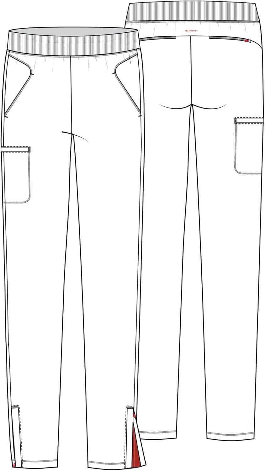 imageCherokee Infinity Womens PullOn Cargo Scrub Pants Mid Rise 5 Zip Pockets Drawstring Waist with Tapered Leg IN120AGreen Energy