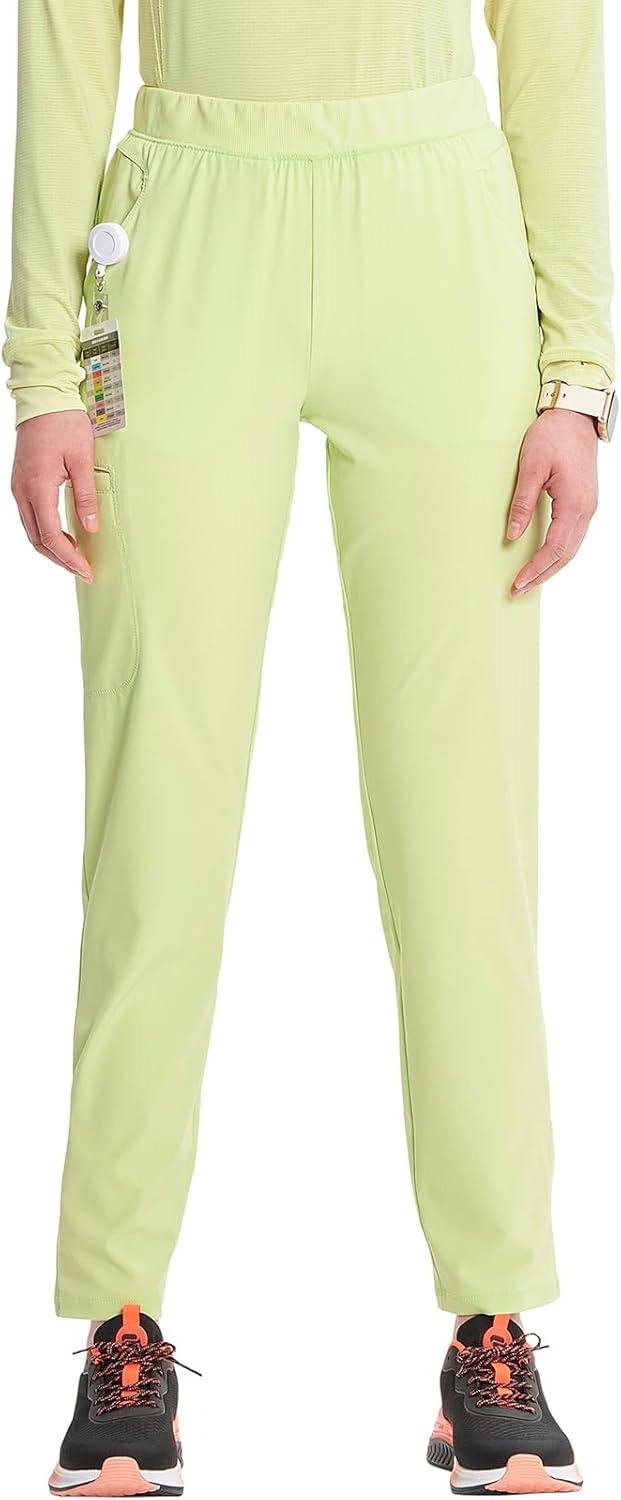 imageCherokee Infinity Womens PullOn Cargo Scrub Pants Mid Rise 5 Zip Pockets Drawstring Waist with Tapered Leg IN120AGreen Energy