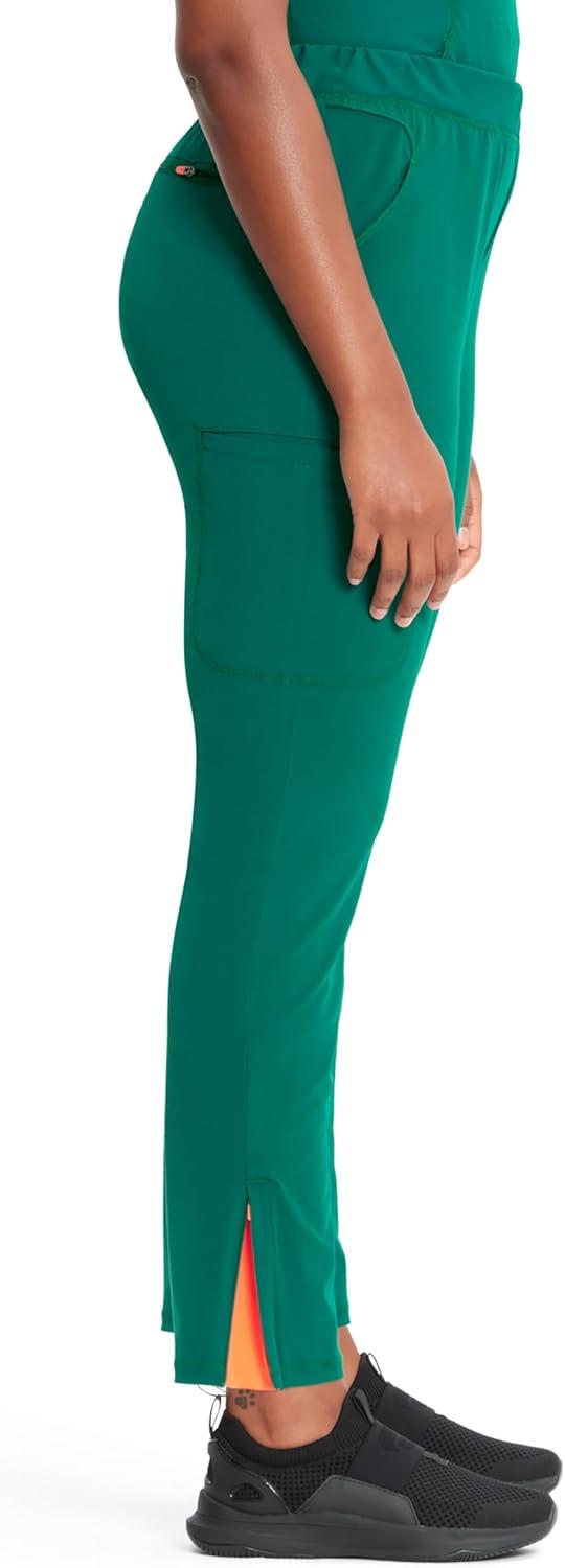 imageCherokee Infinity Womens PullOn Cargo Scrub Pants Mid Rise 5 Zip Pockets Drawstring Waist with Tapered Leg IN120AHunter