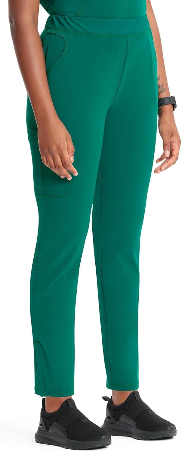imageCherokee Infinity Womens PullOn Cargo Scrub Pants Mid Rise 5 Zip Pockets Drawstring Waist with Tapered Leg IN120AHunter