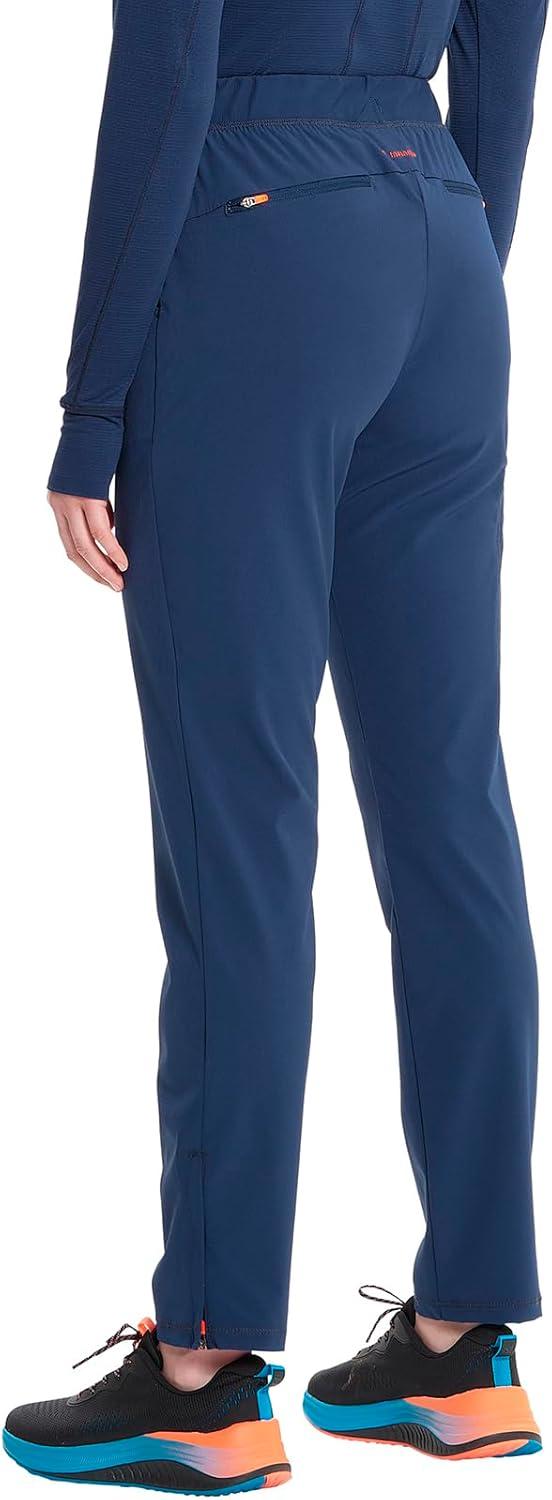 imageCherokee Infinity Womens PullOn Cargo Scrub Pants Mid Rise 5 Zip Pockets Drawstring Waist with Tapered Leg IN120ANavy