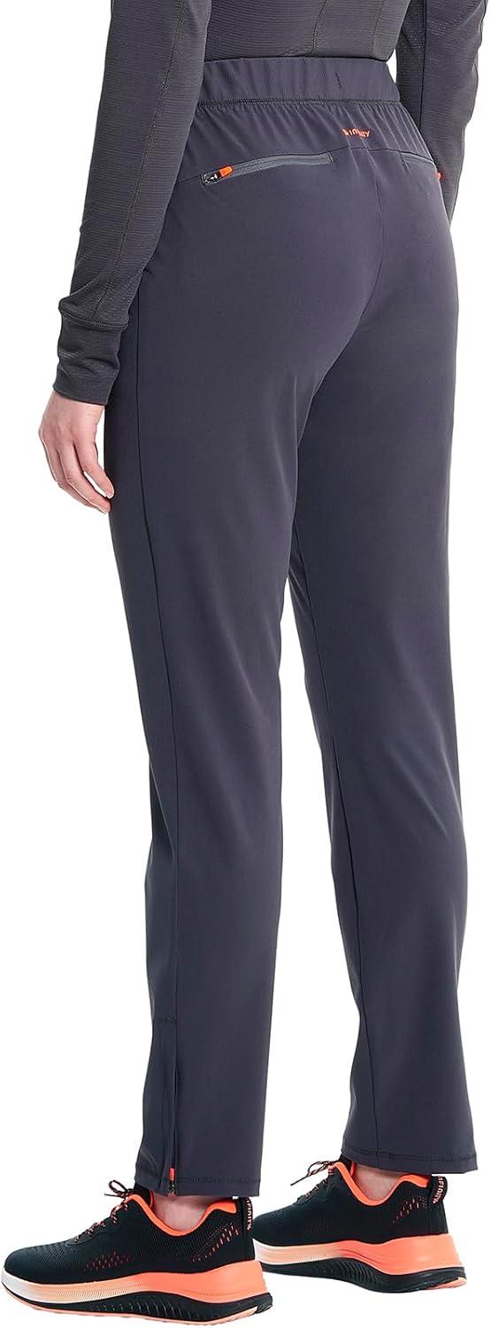 imageCherokee Infinity Womens PullOn Cargo Scrub Pants Mid Rise 5 Zip Pockets Drawstring Waist with Tapered Leg IN120APewter