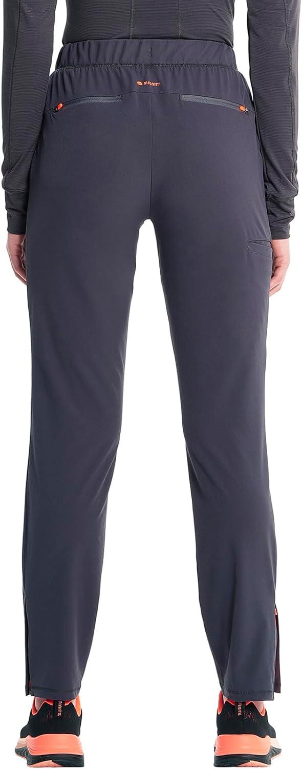 imageCherokee Infinity Womens PullOn Cargo Scrub Pants Mid Rise 5 Zip Pockets Drawstring Waist with Tapered Leg IN120APewter