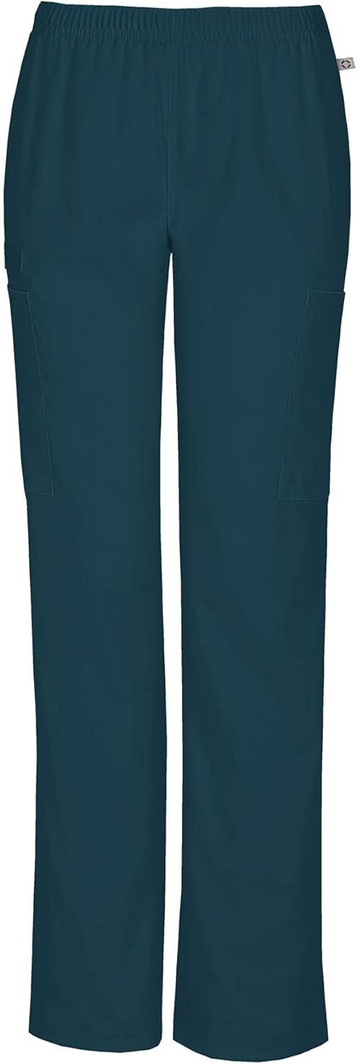 imageCherokee Womens Mid Rise Straight Leg Elastic Waist PantCaribbean Blue