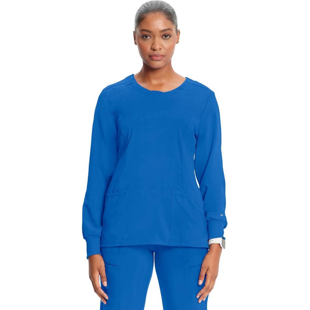 imageCherokee Infinity Long Sleeve Scrubs for Women 4Way Stretch Performance Fabric CK781ARoyal