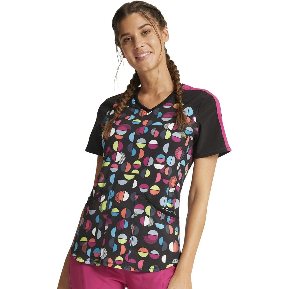imageCherokee Infinity Nurse Gifts Women Scrubs Top VNeck Print CK645 S Geo Nouveau