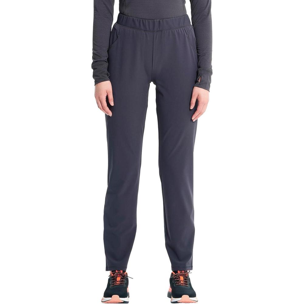 imageCherokee Infinity Womens PullOn Cargo Scrub Pants Mid Rise 5 Zip Pockets Drawstring Waist with Tapered Leg IN120APewter