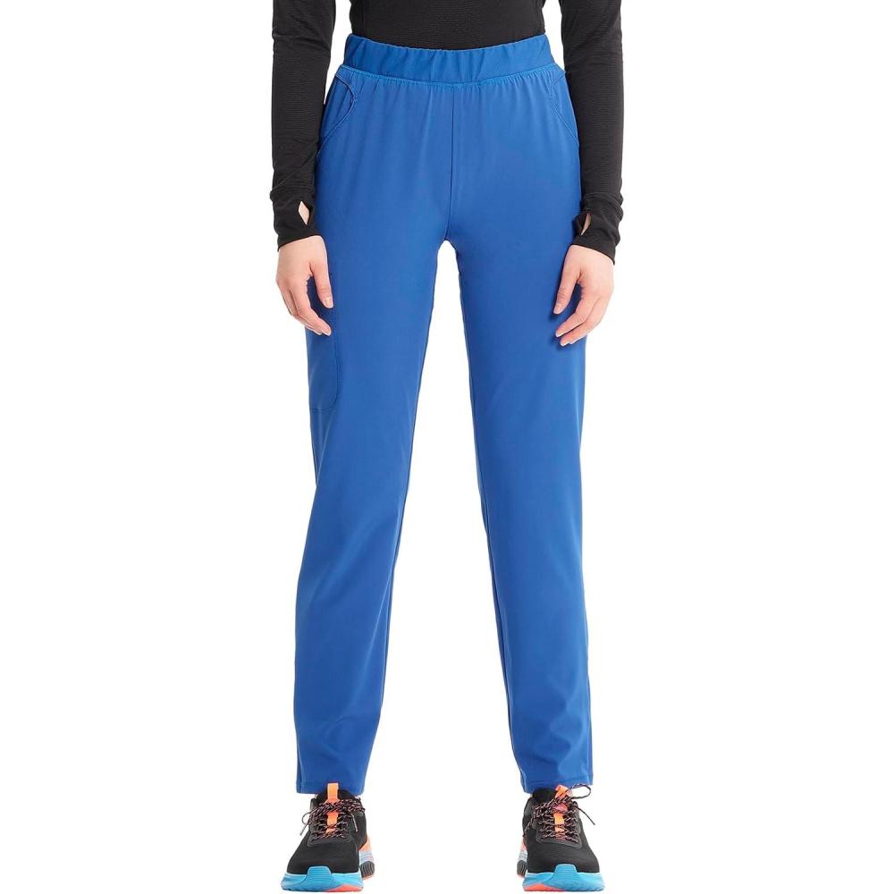 imageCherokee Infinity Womens PullOn Cargo Scrub Pants Mid Rise 5 Zip Pockets Drawstring Waist with Tapered Leg IN120ARoyal