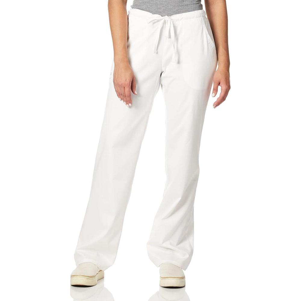 imageCherokee Luxe Women Scrubs Pant Low Rise Straight Leg Drawstring 1066White