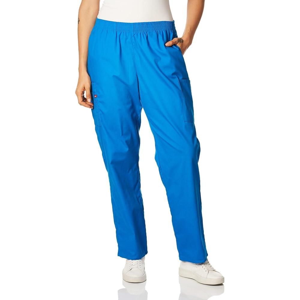 imageCherokee Womens Mid Rise Straight Leg Elastic Waist PantTurquoise