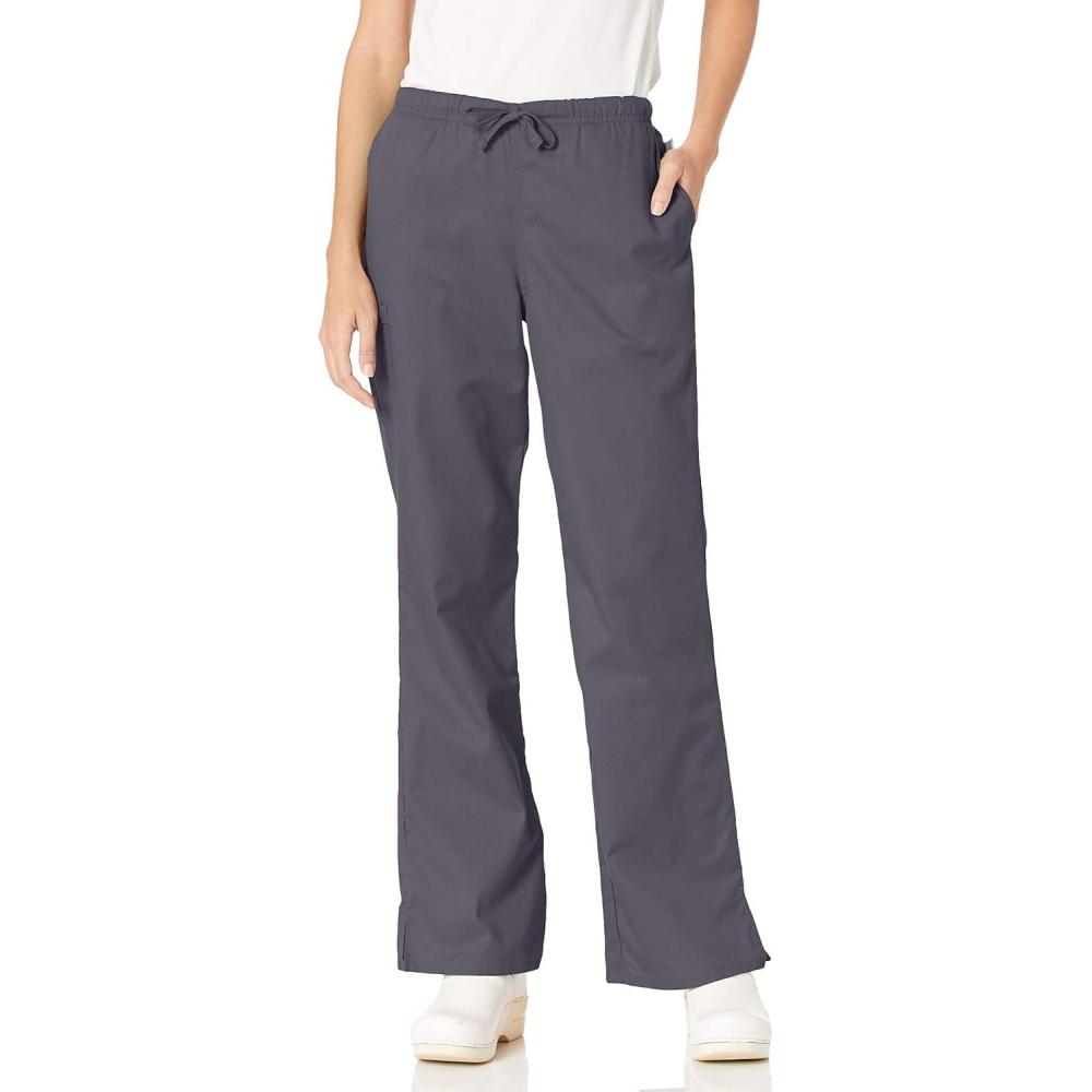 imageCherokee Womens Ww Flex W Certainty Midrise Flare Drawstring PantPewter