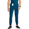 Cherokee Infinity Mens Mid Rise Jogger Scrub Pants Drawstring Waist, 4 Pockets, Zip Cargo Pocket, Rib-Knit Cuffs – IN204A(Caribbean Blue)