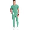 Cherokee Infinity Mens Mid Rise Jogger Scrub Pants Drawstring Waist, 4 Pockets, Zip Cargo Pocket, Rib-Knit Cuffs – IN204A(Matcha Latte)