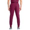Cherokee Infinity Mens Mid Rise Jogger Scrub Pants Drawstring Waist, 4 Pockets, Zip Cargo Pocket, Rib-Knit Cuffs – IN204A(Wine)