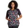 Cherokee Infinity Nurse Gifts Women Scrubs Top V-Neck Print CK645, S, Geo Nouveau