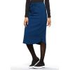 Cherokee Infinity Womens Drawstring Cargo Scrub Skirt, Knee Length, 5 Pockets, Rib-Knit Stretch, Moisture Wicking – CK505A(Navy)