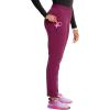 Cherokee Infinity Womens Pull-On Cargo Scrub Pants, Mid Rise, 5 Zip Pockets, Drawstring Waist with Tapered Leg – IN120A(Wine)