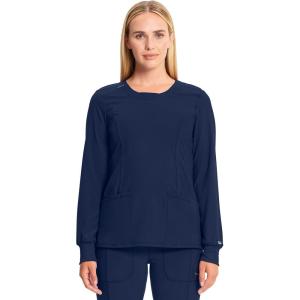 Cherokee Infinity Long Sleeve Scrubs for Women, 4-Way Stretch Performance Fabric – CK781A(Navy)