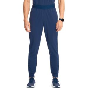 Cherokee Infinity Mens Mid Rise Jogger Scrub Pants Drawstring Waist, 4 Pockets, Zip Cargo Pocket, Rib-Knit Cuffs – IN204A(Navy)