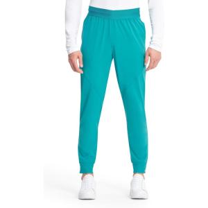 Cherokee Infinity Mens Mid Rise Jogger Scrub Pants Drawstring Waist, 4 Pockets, Zip Cargo Pocket, Rib-Knit Cuffs – IN204A(Teal Blue)
