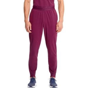 Cherokee Infinity Mens Mid Rise Jogger Scrub Pants Drawstring Waist, 4 Pockets, Zip Cargo Pocket, Rib-Knit Cuffs – IN204A(Wine)