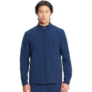 Cherokee Infinity Mens Zip Front Scrub Jacket, Rib-Knit Collar, 3 Pockets, Zipper Chest Pocket – IN350A(Navy)