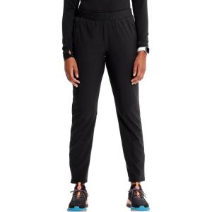 Cherokee Infinity Womens Pull-On Cargo Scrub Pants, Mid Rise, 5 Zip Pockets, Drawstring Waist with Tapered Leg – IN120A(Black)