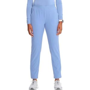 Cherokee Infinity Womens Pull-On Cargo Scrub Pants, Mid Rise, 5 Zip Pockets, Drawstring Waist with Tapered Leg – IN120A(Ciel)